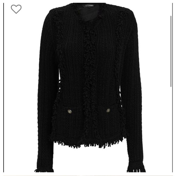 Intermix Ikaterina Fringe Knit Jacket black size 2 - Picture 4 of 16